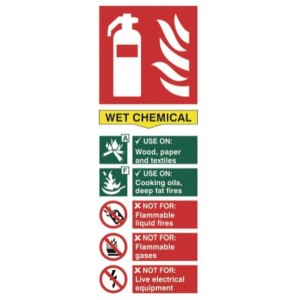 Fire Extinguisher Wet Chemical ID Sign (75mm x 200mm) Photoluminescent